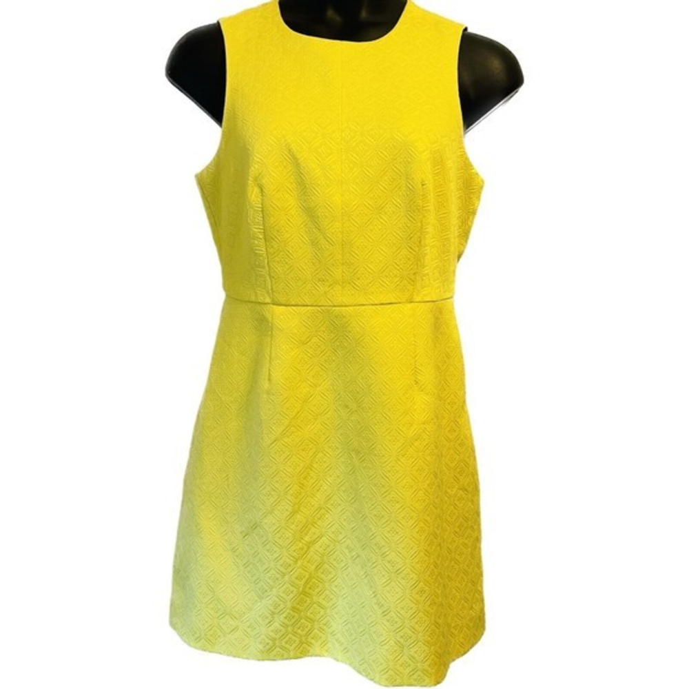 The Limited Dress Womens‎ 10 Yellow Geometric Embossed Sleeveless Spring Career